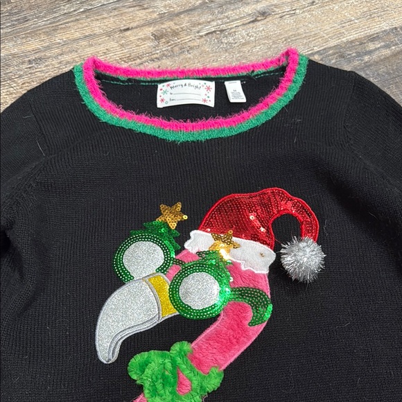 Festive Flamingo Sweater with Pink and Black Accents - Picture 6 of 6